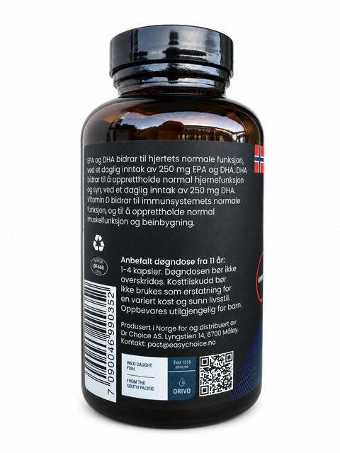 Omega-3 Premium 80% med K2 og D3