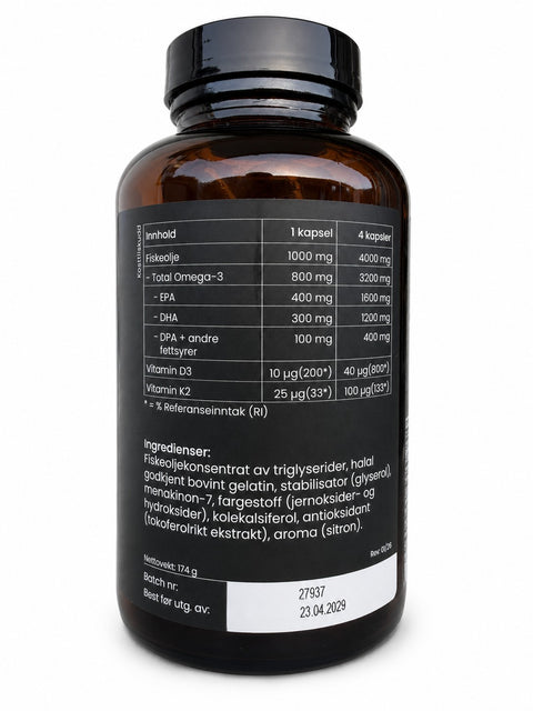 Omega-3 Premium 80% med K2 og D3
