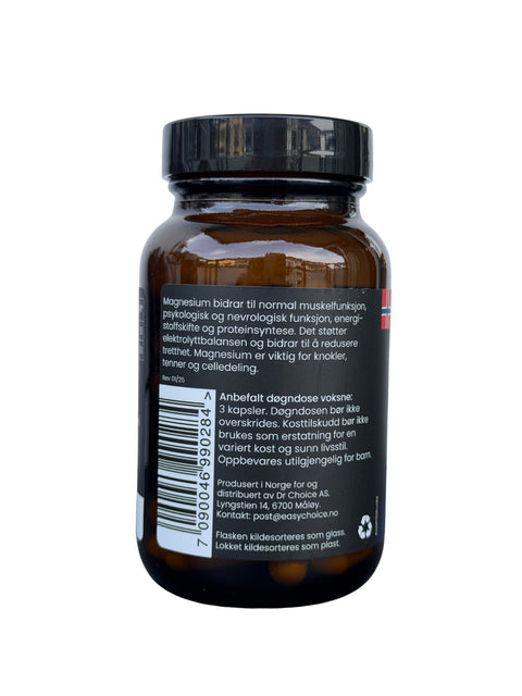 Premium Magnesium 60 kapsler fra Easy Choice bakside