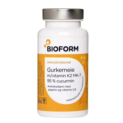 Bioform gurkemeie m/k2 og d3 60kap